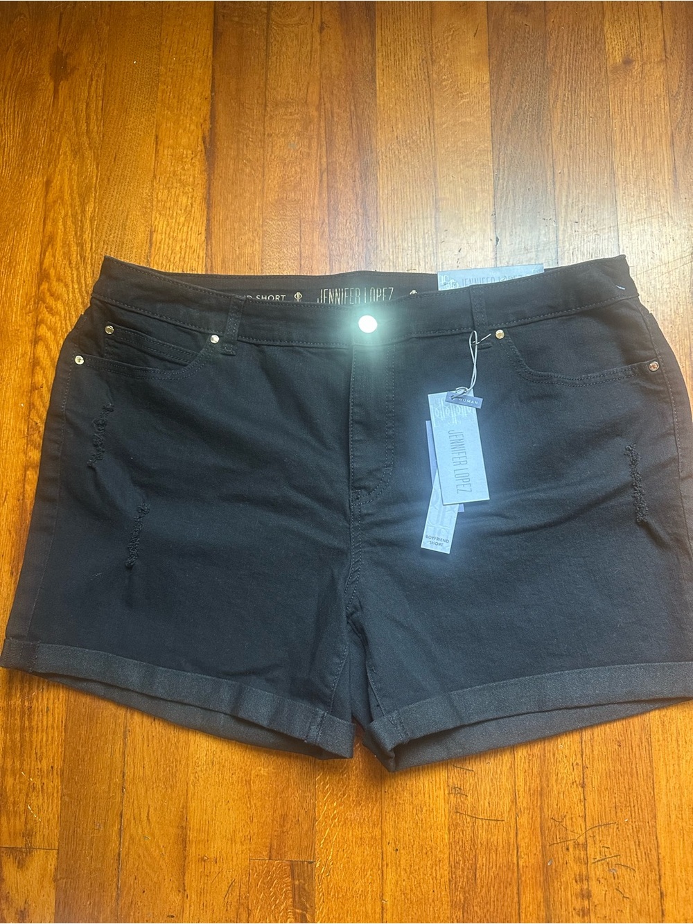Jennifer López Stretch Boyfriend Shorts Womens Size 18 W Black
